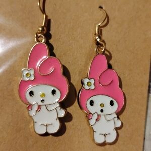 Pink and White Character Earrings NEW MY MELODY